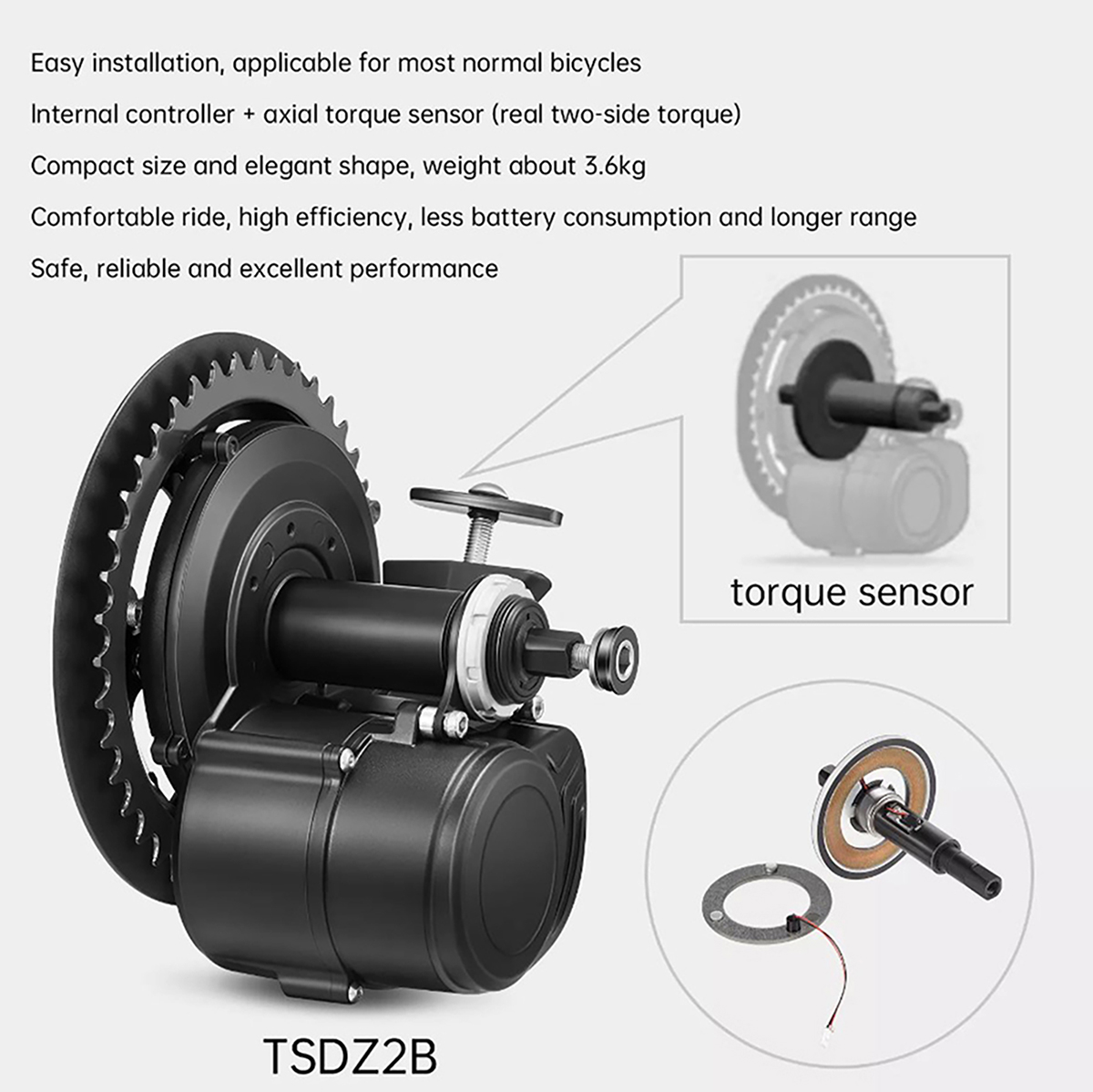 새 버전 Tongsheng 48V 500W Ebike  - Torque Sensor Mid Drive Motor Kit 리뷰 및 가격